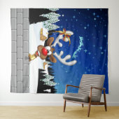 Grappig rendier gluurt Kerstmis meme Wandkleed (In Situ (horizontaal))