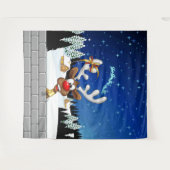 Grappig rendier gluurt Kerstmis meme Wandkleed (Voorkant (horizontaal))
