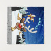 Grappig rendier gluurt Kerstmis meme Wandkleed (Voorkant (horizontaal))