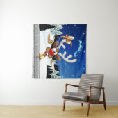 Grappig rendier gluurt Kerstmis meme Wandkleed (In Situ (horizontaal))