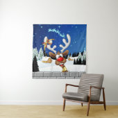 Grappig rendier gluurt Kerstmis meme Wandkleed (In situ)