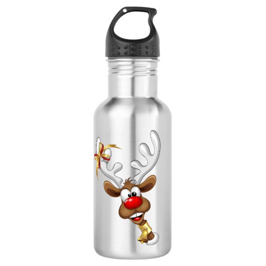 Grappig rendier gluurt Kerstmis meme Waterfles (Voorkant)