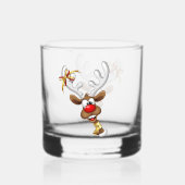 Grappig rendier gluurt Kerstmis meme Whisky Glas (Achterkant)