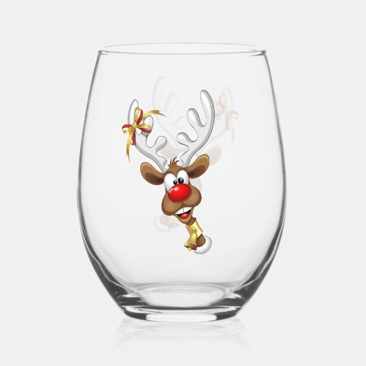 Grappig rendier gluurt Kerstmis meme Wijnglas Zonder Voet (Voorkant)