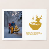 Grappig rendier in een beker kerstvakantie goud folie kaarten (Binnen)