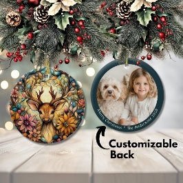 Grappig rendier kerst keramisch ornament