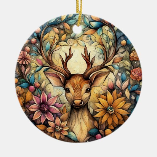 Grappig rendier kerst  keramisch ornament (Voorkant)