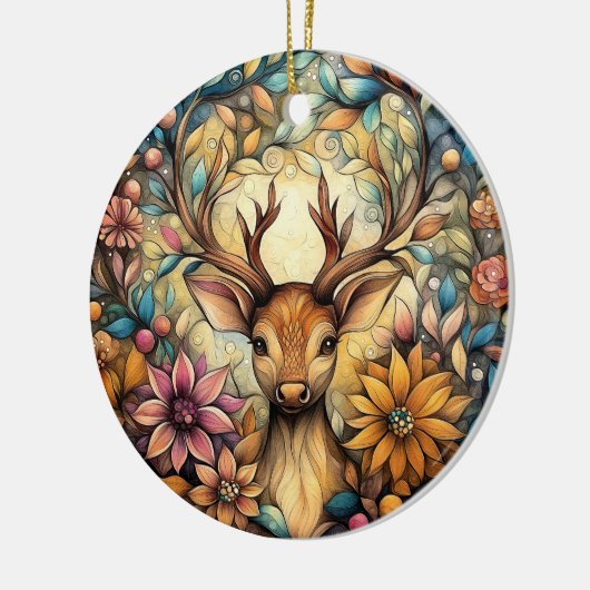 Grappig rendier kerst  keramisch ornament (Links)