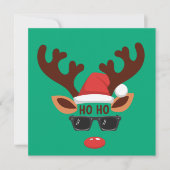 Grappig Rendier Kerstmis Winter Familie Schattigee Feestdagenkaart (Voorkant)