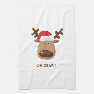 Grappig rendier kerstvakantie cadeau voor leraren theedoek