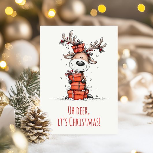 Grappig Rendier – “O Rendier, het is Kerstmis" Feestdagenkaart