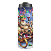 Grappig rendier Ontspannen met wijn Thermosbeker (Voorkant)