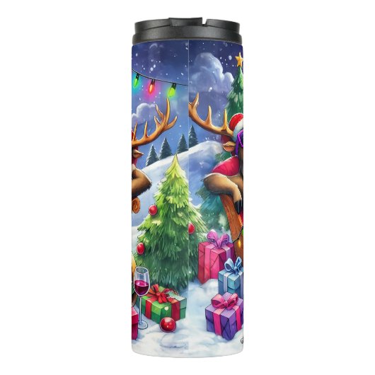 Grappig rendier Ontspannen met wijn Thermosbeker (Achterkant)