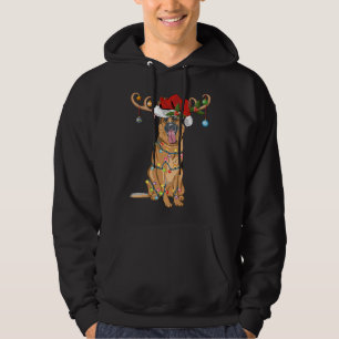 Grappig rendier Santa Hat Duitse Herder Kerstmis Hoodie