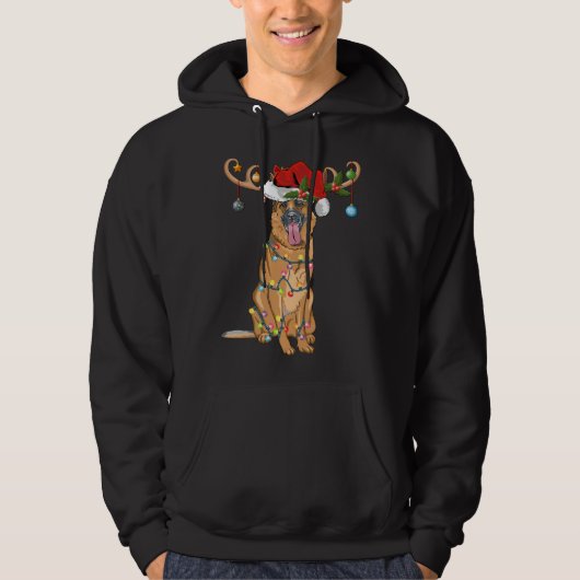 Grappig rendier Santa Hat Duitse Herder Kerstmis Hoodie (Voorkant)