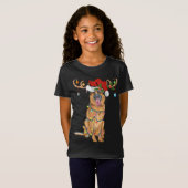 Grappig rendier Santa Hat Duitse Herder Kerstmis T-shirt (Voorkant volledig)