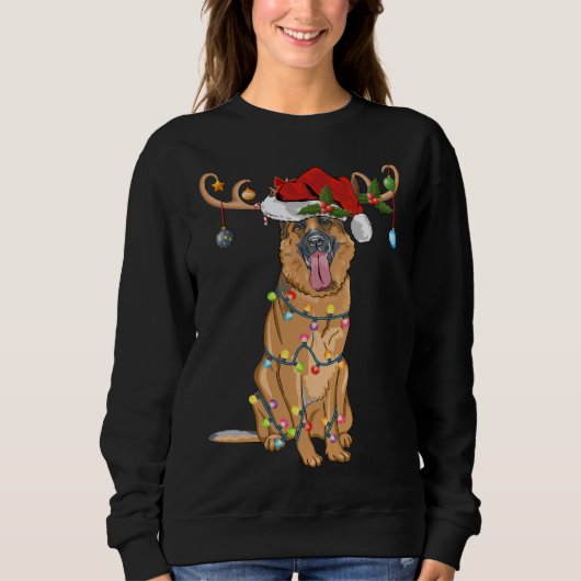 Grappig rendier Santa Hat Duitse Herder Kerstmis Trui (Voorkant)