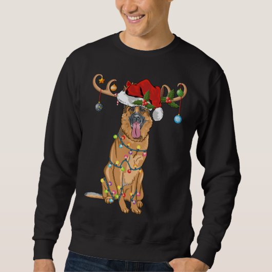 Grappig rendier Santa Hat Duitse Herder Kerstmis Trui (Voorkant)