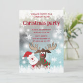 Grappig rendier Santa Kerstmis bedrijfsfeest Kaart (Staand voorkant)