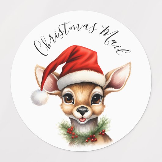 Grappig rendier Schattige kerstfeest Labels (Design 1)