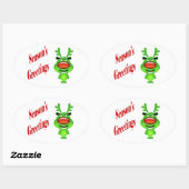 Grappig rendier "Season's Greetings" schattig Ovale Sticker (Vel)