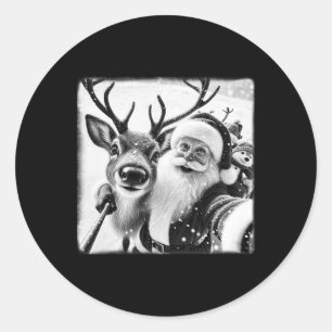 Grappig Rendier Selfie Kerstman Kerstman Xmas C Ronde Sticker