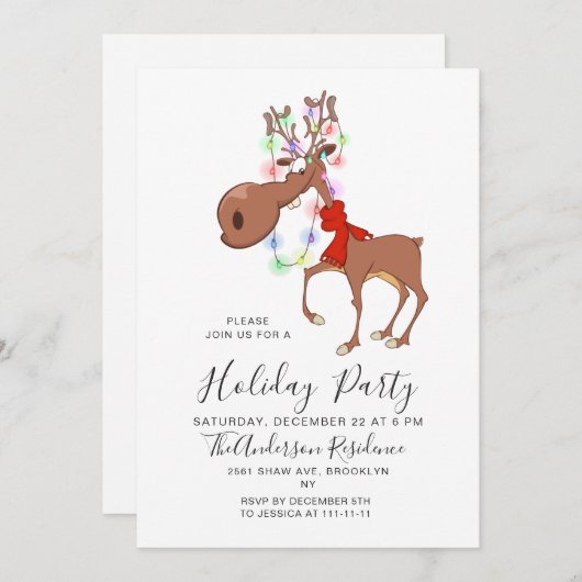 Grappig rendier vakantie kerstavond feest kaart (Voorkant / Achterkant)