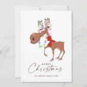Grappig rendier vrolijk kerstfeest groet feestdagenkaart (Voorkant)