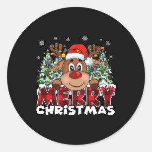 Grappig Rendier Xmas Mannen Vrouwen Familie Vrolij Ronde Sticker