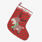 Grappig rendierpatroon gepersonaliseerd grote kerstsok (Voorkant (Hangend))