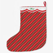 Grappig rendierpatroon gepersonaliseerd grote kerstsok (Achterkant)