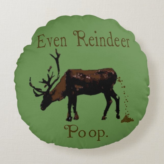 Grappig Rendierpoep Kerstkussen Rond Kussen (Voorkant)