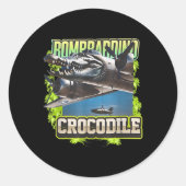 Grappig Reptiel Bombardiro Crocodilo Brain Rot, St Ronde Sticker (Voorkant)