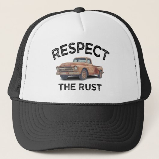 grappig RESPECT THE RUST Pick-up Truck Vader Grap Trucker Pet (Voorkant)