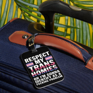 Grappig Respecteer Mijn Trans Homies Gay Pride Maa Bagagelabel