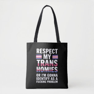 Grappig Respecteer Mijn Trans Homies Gay Pride Maa Tote Bag