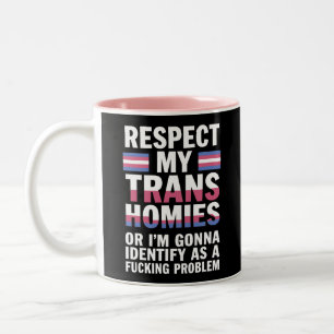 Grappig Respecteer Mijn Trans Homies Gay Pride Maa Tweekleurige Koffiemok
