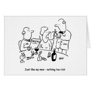 Grappig restaurant cartoon. Niets te rijk