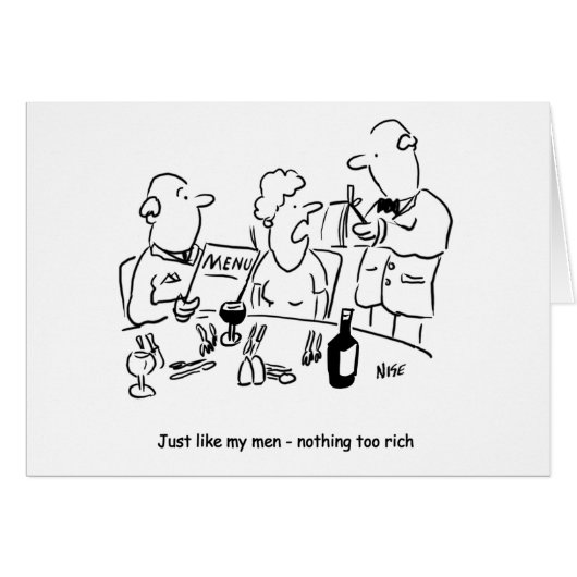 Grappig restaurant cartoon. Niets te rijk (Voorkant Horizontaal)