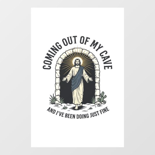 Grappig Resurrection Cave Citaat Vintage Gravure D Raamsticker (Vel)