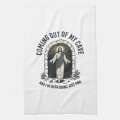 Grappig Resurrection Cave Citaat Vintage Gravure D Theedoek (Verticaal)