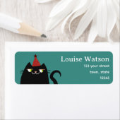 Grappig Retouradres Zwart Kat Feestje Etiket (Insitu)