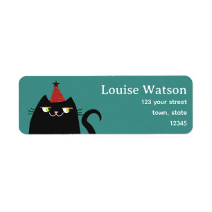 Grappig Retouradres Zwart Kat Feestje Etiket