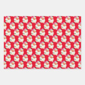 Grappig Retro Blauw Rood Sinterklaas Gezicht Kerst Inpakpapier Vel (Voorkant 3)