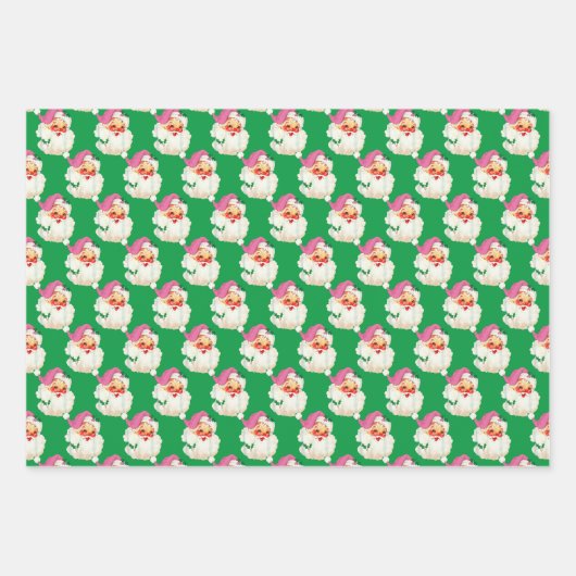 Grappig Retro Blauw Rood Sinterklaas Gezicht Kerst Inpakpapier Vel (Voorkant 2)