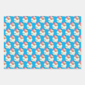 Grappig Retro Blauw Rood Sinterklaas Gezicht Kerst Inpakpapier Vel (Voorkant)