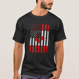 Grappig Retro Canada Vlag Amerika Vlag Jersey Here T-shirt