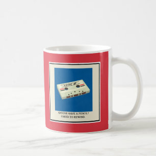 Grappig Retro Cassettebandje Terugspoelen met een  Koffiemok
