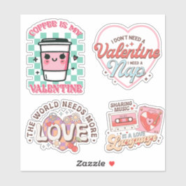 Grappig retro citaten Valentijnsdag sticker pack