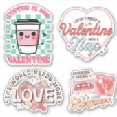 Grappig retro citaten Valentijnsdag sticker pack (Voorkant)